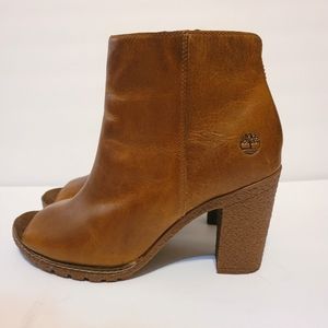 Timberland Tillston Peep Toe Leather Ankle Booties Size 8.5